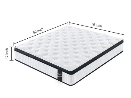 12" Hybrid Mattress Individual Pocket Spring, 7 Zoned Memory Foam
