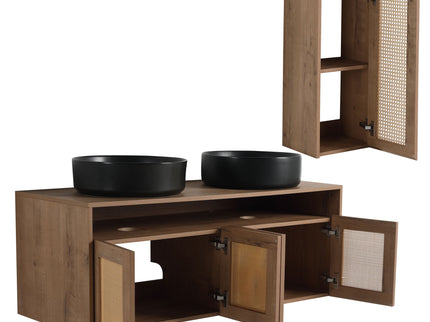 Bathroom Vanity With Art Sink And Side Cabinet, Float Mounting Design