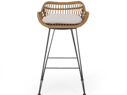 Outdoor Rattan Bar Chair With Metal Legs