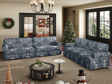 Luxuriously Comfortable Cloud Couch With Elegant Rolled Arms & Pleated Skirt Design