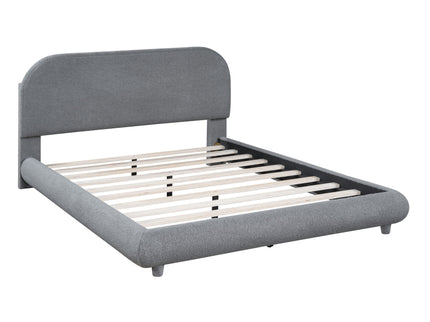 Upholstered Platform Bed With Thick Solid Frame And Stylish Curve-Shaped Design