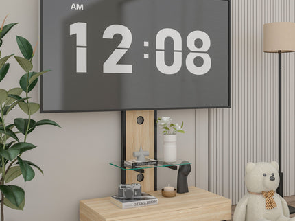 Mobile TV Cart With Push Pull Drawer, Lockable Wheels