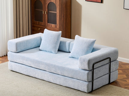 Convertible Floor Sofa Bed With Pillow Back Support Armrest