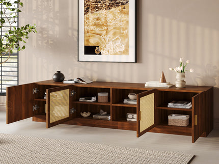 TV Stand, Media Console With Adjustable Shelves - Walnut