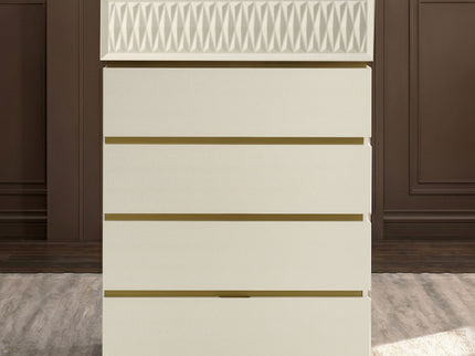 Stanley - 5 Drawer Chest With Crocodile Texture - Gray