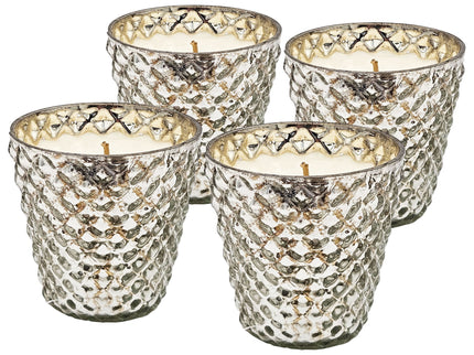 Scented Soy Wax Candle Glass (Set of 4) - Silver