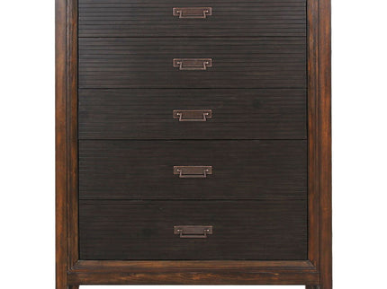 5 Drawer Chest, 2 Tone - Brown