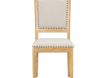 Topmax - Rustic Extendable Dining Table Set With Removable Leaf, 6 Upholstered Armless Dining Chairs And 2 Padded Arm Chairs, 9 Pieces