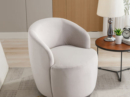 Swivel Accent Armchair Barrel Chair With Powder Coating Metal Ring