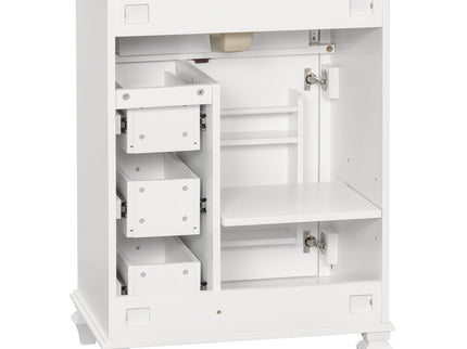 Freestanding Bathroom Vanity With Sink, 3 Drawers & Flip-Out Drawer