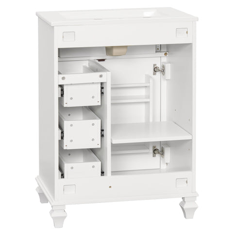Freestanding Bathroom Vanity With Sink, 3 Drawers & Flip-Out Drawer