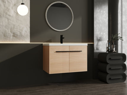 Bathroom Vanity Set With Resin Countertop Sink, 2 Doors