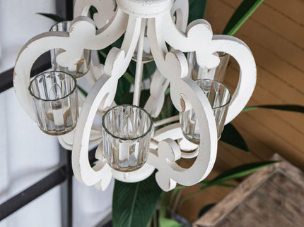 Farmhouse Chandelier, 6 Light Wood Chandelier Pendant Light Fixture With Adjustable Chain For Dining Room Living Room Entryway, Bulb Not Included