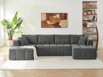 U - Shaped Sectional Sofa, Cup Holders & Side Pockets For Living Room