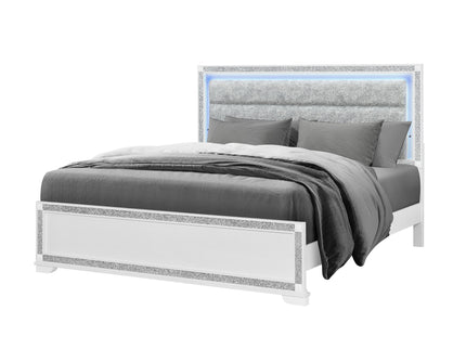 Soulmarie - Bed With LED Lighting And Padded Headboard