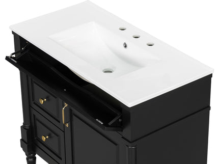 Freestanding Bathroom Vanity With Sink, Adjustable Shelf, Flip Drawer
