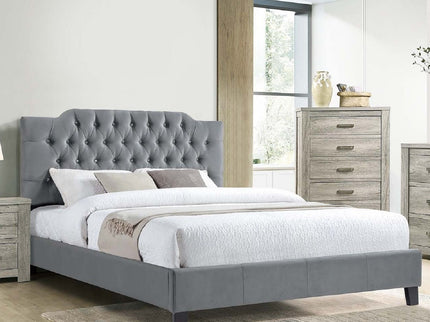 Modern Bed Frame With Tufted Upholstered Headboard