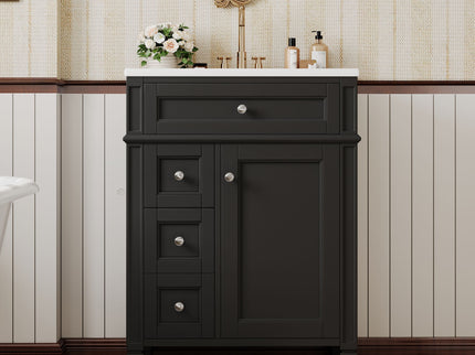Bathroom Vanity With Top Sink, Storage Cabinet With 2 Drawers And Tip-Out Drawer