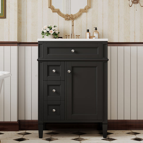 Bathroom Vanity With Top Sink, Storage Cabinet With 2 Drawers And Tip-Out Drawer