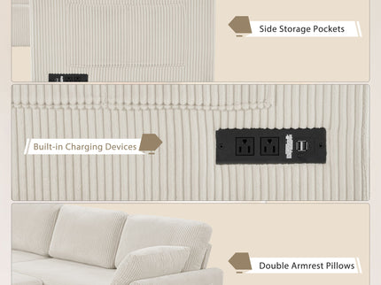 Convertible U-Shaped Sectional Sofa Bed With Reversible Chaise