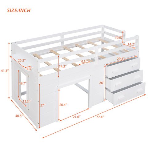 Loft Bed With Cabinet And Shelf