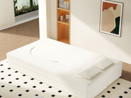 Floor Sofa With 2 Pillows, Convertible Twin Size Mattress For Living Room