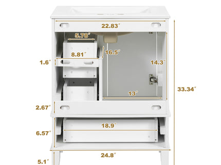 Bathroom Vanity, Modern Bathroom Cabinet With Sink Combo Set, Bathroom Storage Cabinet With A Soft Closing Door And 3 Drawers, Solid Wood Frame