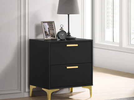 2 Drawer Rectangular Nightstand - Black