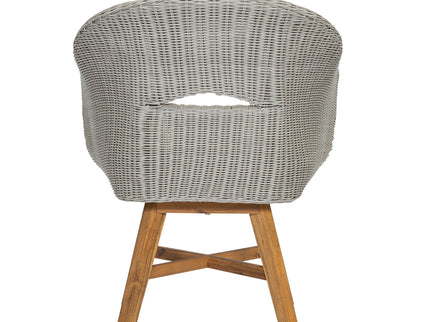 Modern Coastal Rattan Dining Chairs, (Set of 2), Solid Wood Legs - Beige