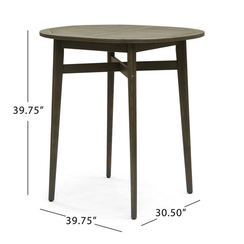 Outdoor Acacia Wood Bar Table With Slat Top