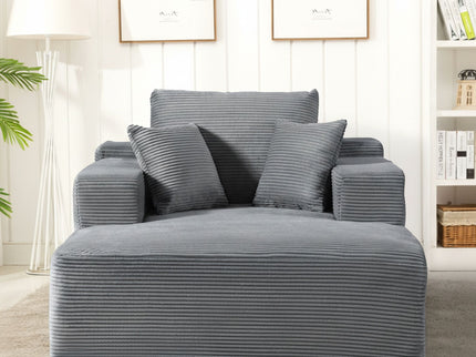 Convertible Chaise Lounge Chair With Wide Armrest & Throw Pillows