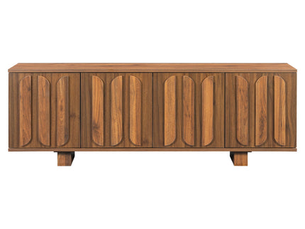 Farmhouse TV Stand, Storage Media Console With Adjustable Shelves & 3 Cable Holes