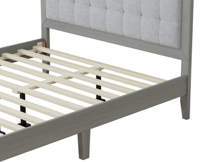 Mid Century Modern Platform Bed With Upholstered Headboard