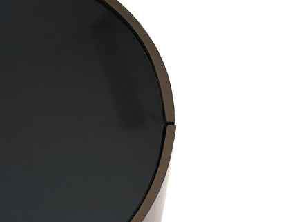 Elegant Italian High Grade Double Layer Storage Round Side Table - Brown / Black