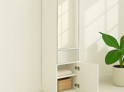 Elise - Slim Modular Closet Cabinet With Mirror - White