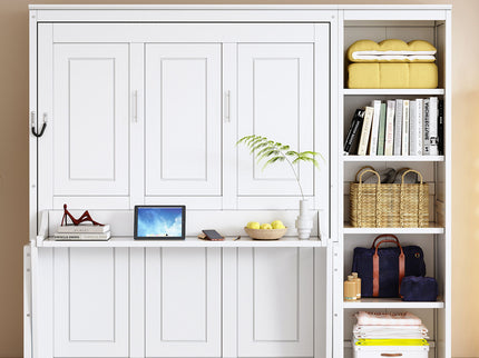 Sturdy Murphy Bed With Desk And Bookshelf