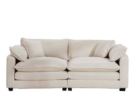 Modern 2 Seater With 4 Pillows, Upholstered Deep Seating Loveseat