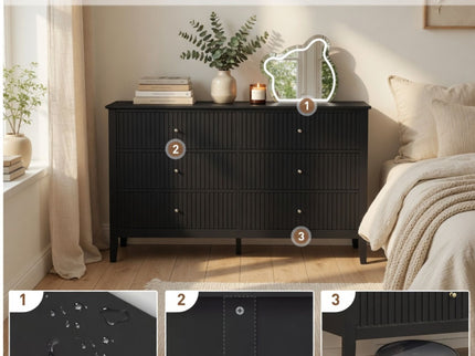 Modern 6 Drawer Fluted Dresser