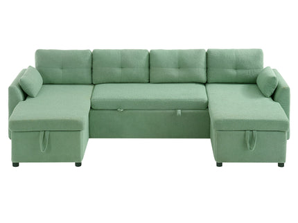 U-Shaped Sectional Sofa Bed With Storage And USB Ports