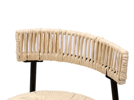 Boho Style Handwoven Paper Rope Counter Stools (Set of 2)