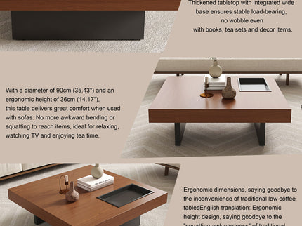 Square Floating Coffee Table For Living Room - Dark Walnut