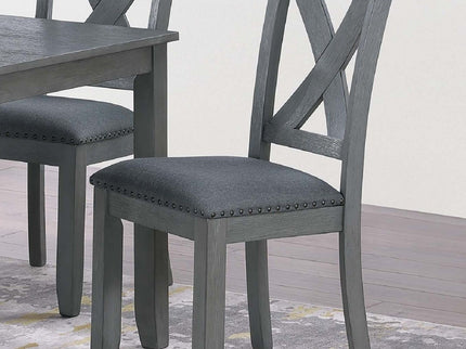 7 Piece Dining Room Furniture, Table And 6 Chairs Set - Gray