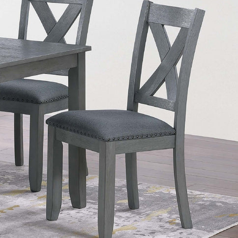 7 Piece Dining Room Furniture, Table And 6 Chairs Set - Gray
