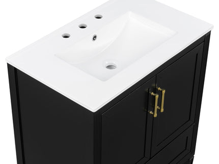 Elegant Fluted Bathroom Vanity With Sink, Soft Close Doors & Drawer