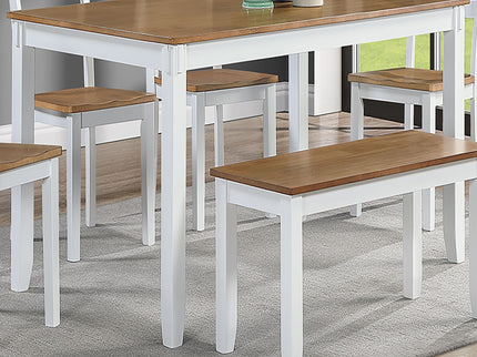 6 Piece Dining Set Table With 4 Side Chairs And Bench - Light Brown / White