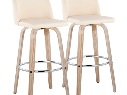 Toriano - Contemporary Fixed Height Barstool With Swivel & Round Footrest (Set of 2)