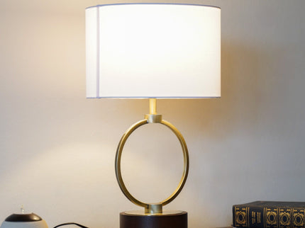 Bedroom Table Lamp With Circular Design - White