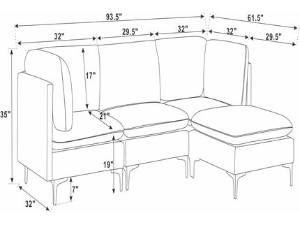 Upholstered Modular Sectional & Tall Legs