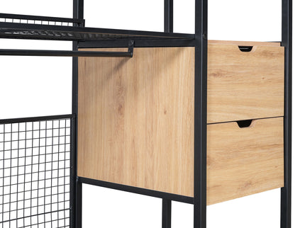 Open Style Wardrobe With Hanging Rails, Shelves And Drawers