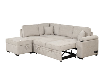 Sleeper Sofa Bed, 2 In 1 Pull Out Sofa Bed L Shape Couch With Storage Ottoman For Living Room, Bedroom Couch And Small Apartment